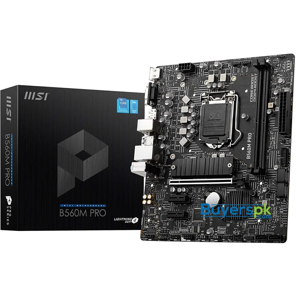 Msi B560m Pro-e Proseries Motherboard (matx 11th/10th Gen Intel Core Lga 1200 Socket Ddr4 Pcie - Price in Pakistan Msi B560m Pro-e Proseries Motherboard (matx 11th/10th Gen Intel Core Lga 1200 Socket Ddr4 Pcie - Price in Pakistan